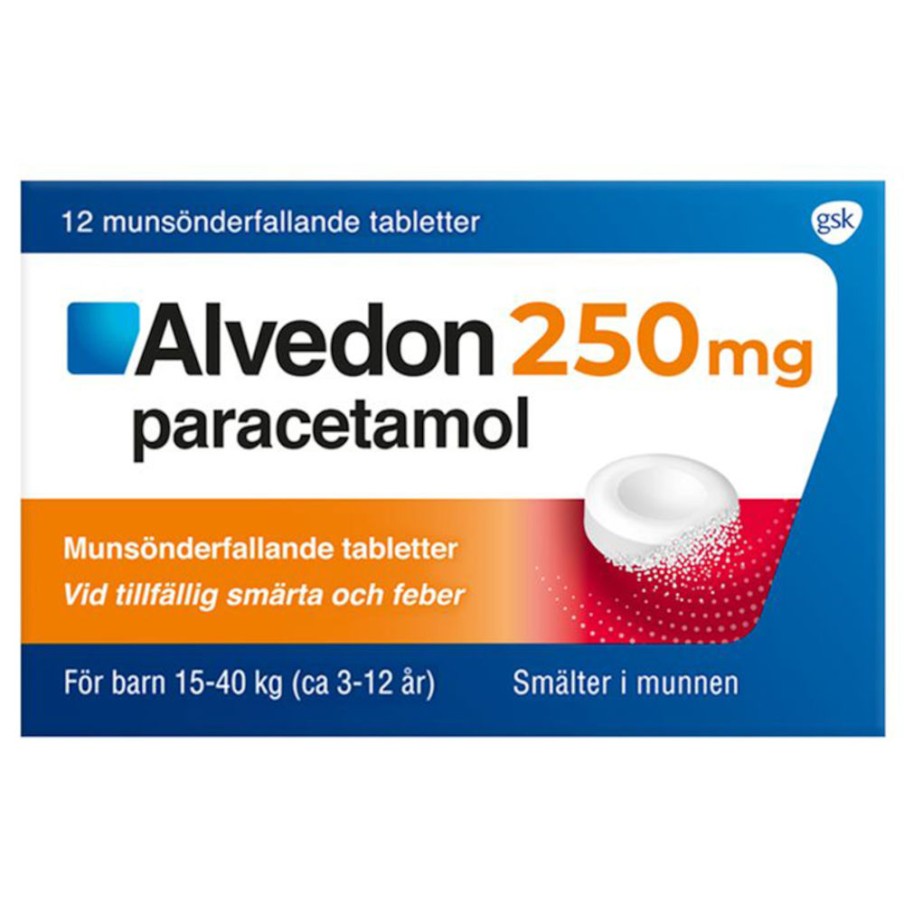 Alvedon® Munsönderfallande tablett 250mg Blister, 12tabletter
