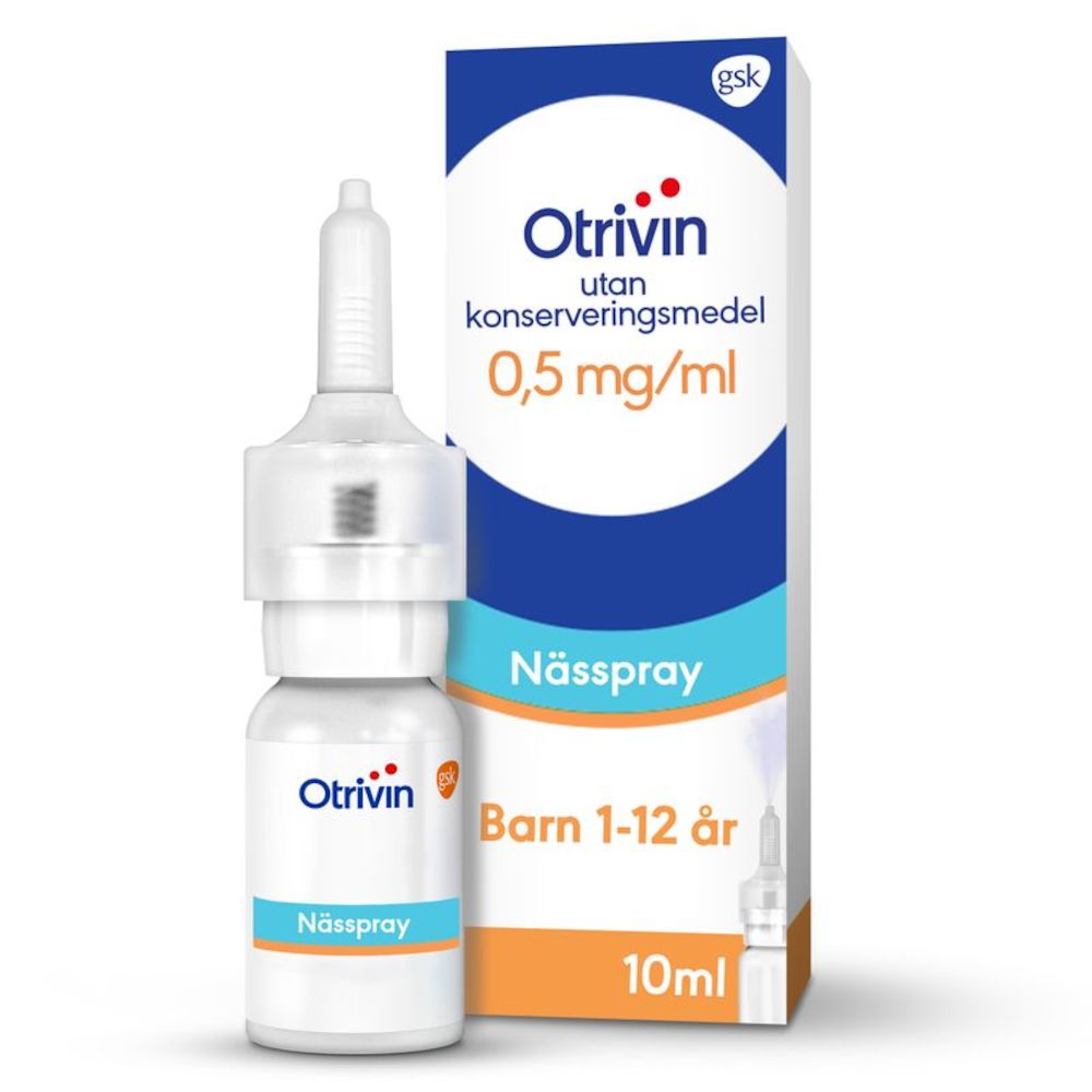 Otrivin® utan konserveringsmedel Nässpray, lösning 0,5mg/ml Plastflaska med doseringspump, 10ml