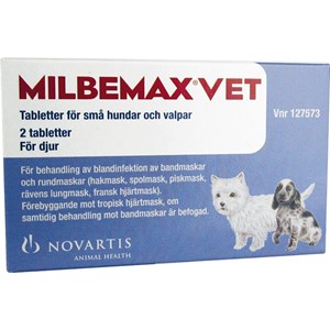 Milbemax vet. för små hundar och valpar tablett 2 st 