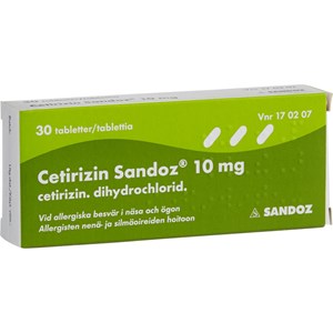 Cetirizin Sandoz filmdragerad tablett 10 mg 30 st