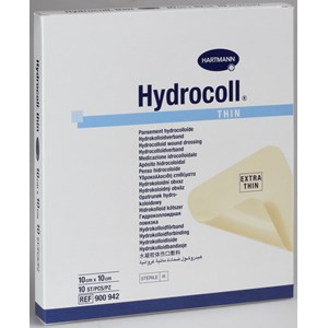 Hydrocoll thin hydroactivt bandage som binder sårexudat 10x10 cm 10styck