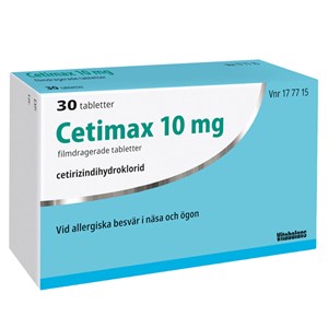 Cetimax Filmdragerad tablett 10mg Blister, 30tabletter