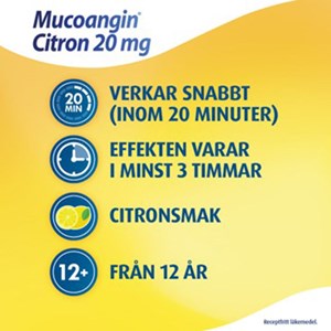 Mucoangin Citron sugtablett 20 mg 18 st