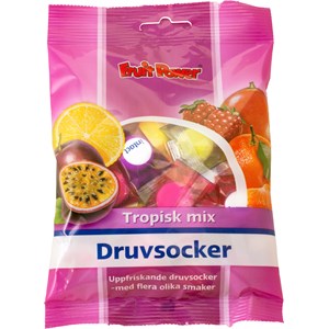 FruitPower Druvsocker Tropisk Mix tablett 75 g