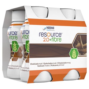 Resource 2,0 + fibre proteinrikt, med lösliga kostfiber choklad 4x200milliliter