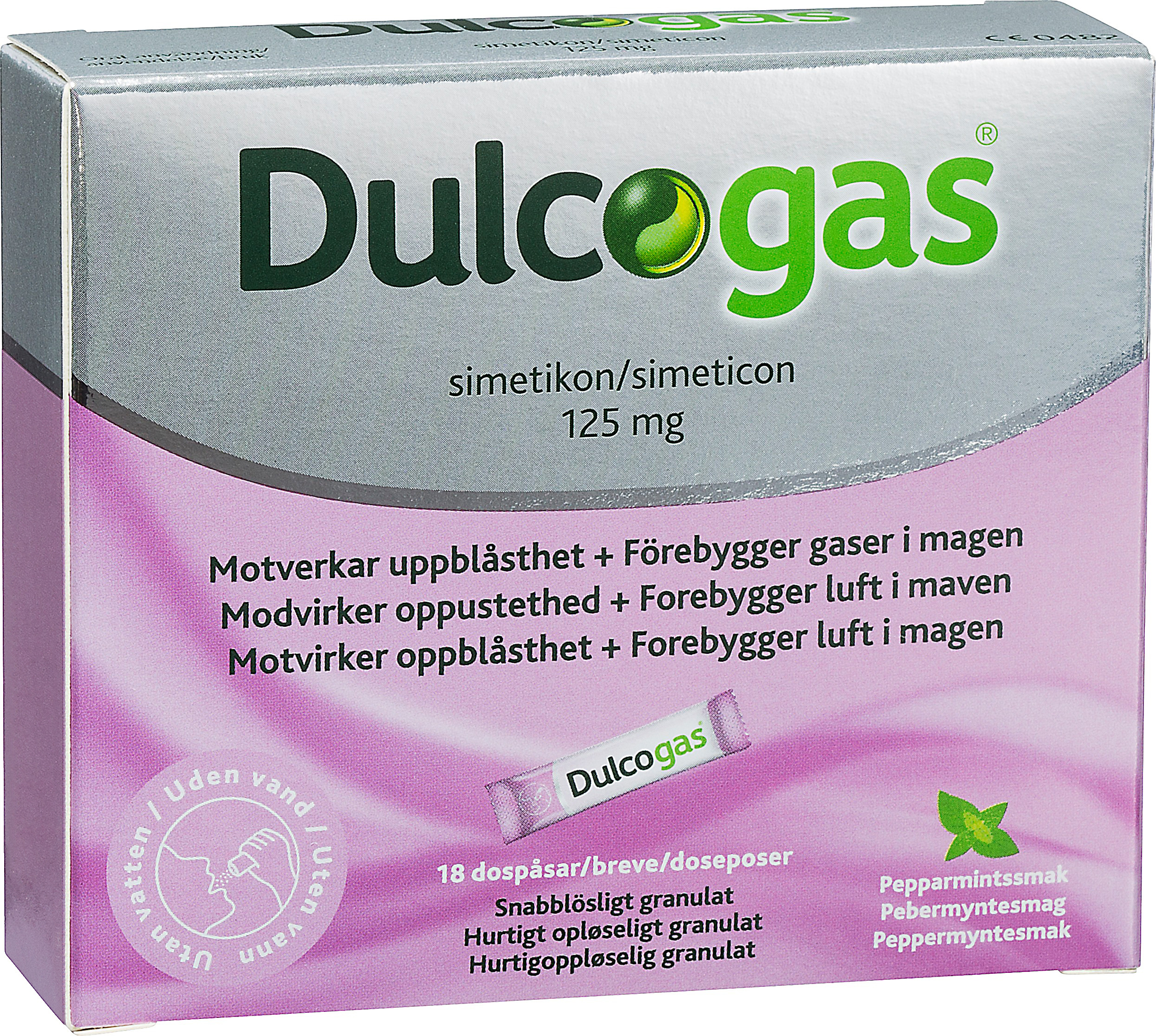 Dulcogas pepparmint dospåse 125 mg 18 st