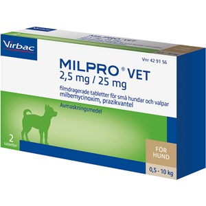 Milpro Vet för Hund 2,5 mg / 25 mg 2 tabletter
