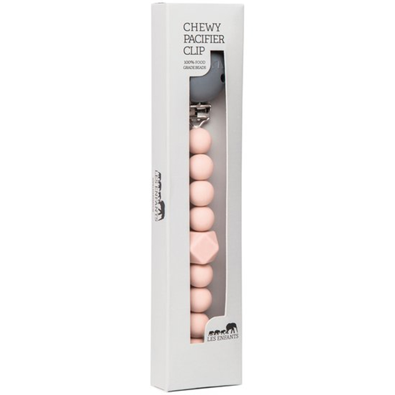 Les Enfants Chewy Pacifier Clip rosa/grå