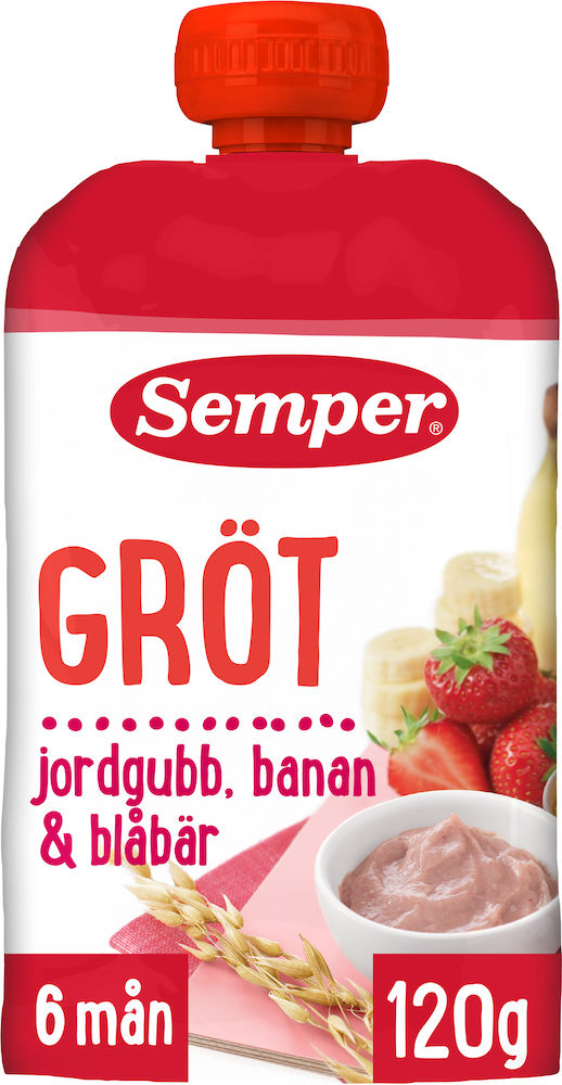 Semper Ätklar Gröt Jordgubb & Banan Klämpåse från 6 mån 120 g