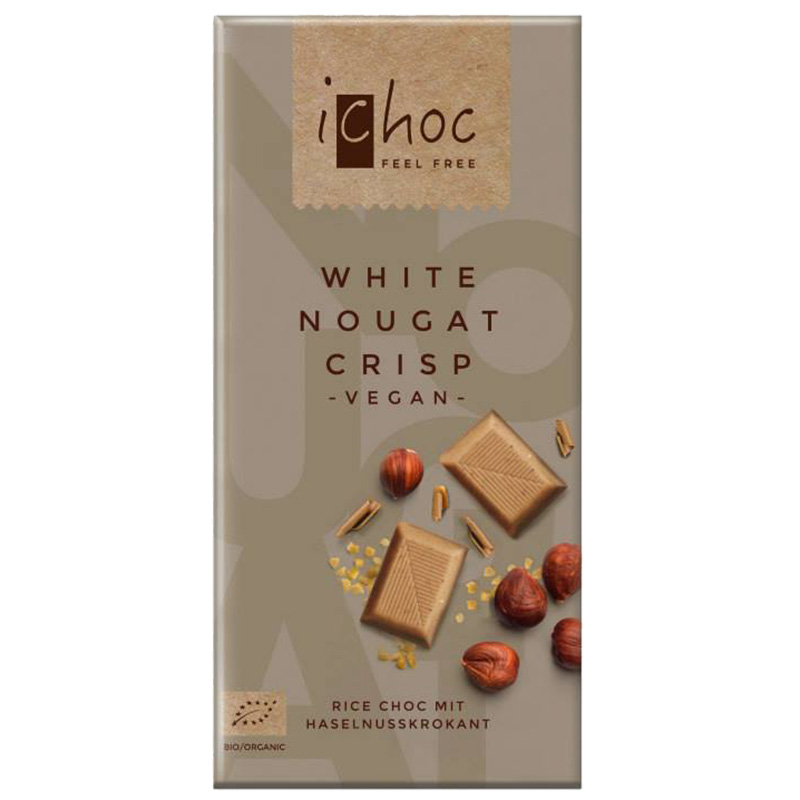 iChoc White Nougat Crisp Vegan Chokladkaka 80 g EKO
