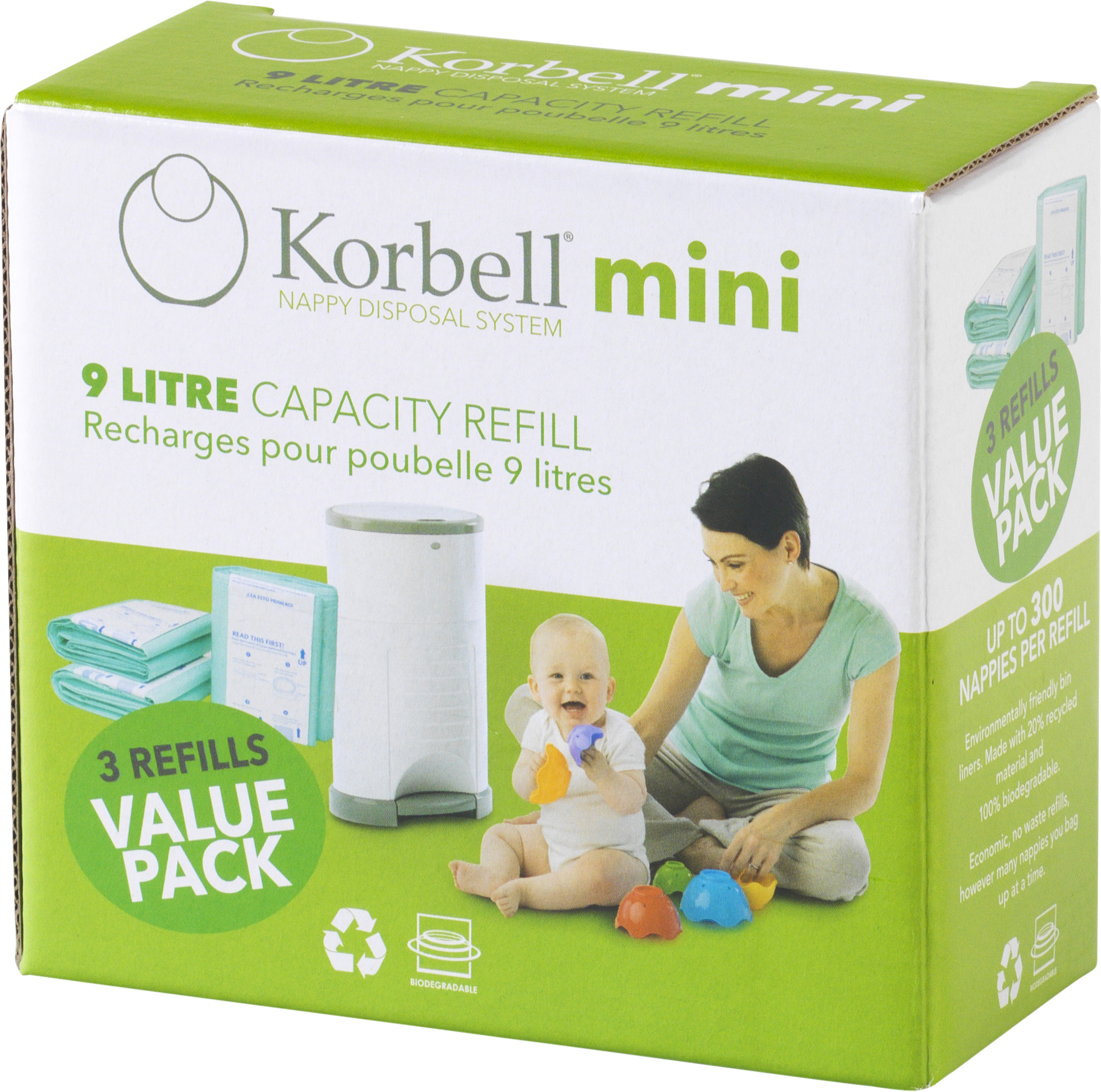Korbell MINI Refill 3-pack till Blöjhink 9 liter