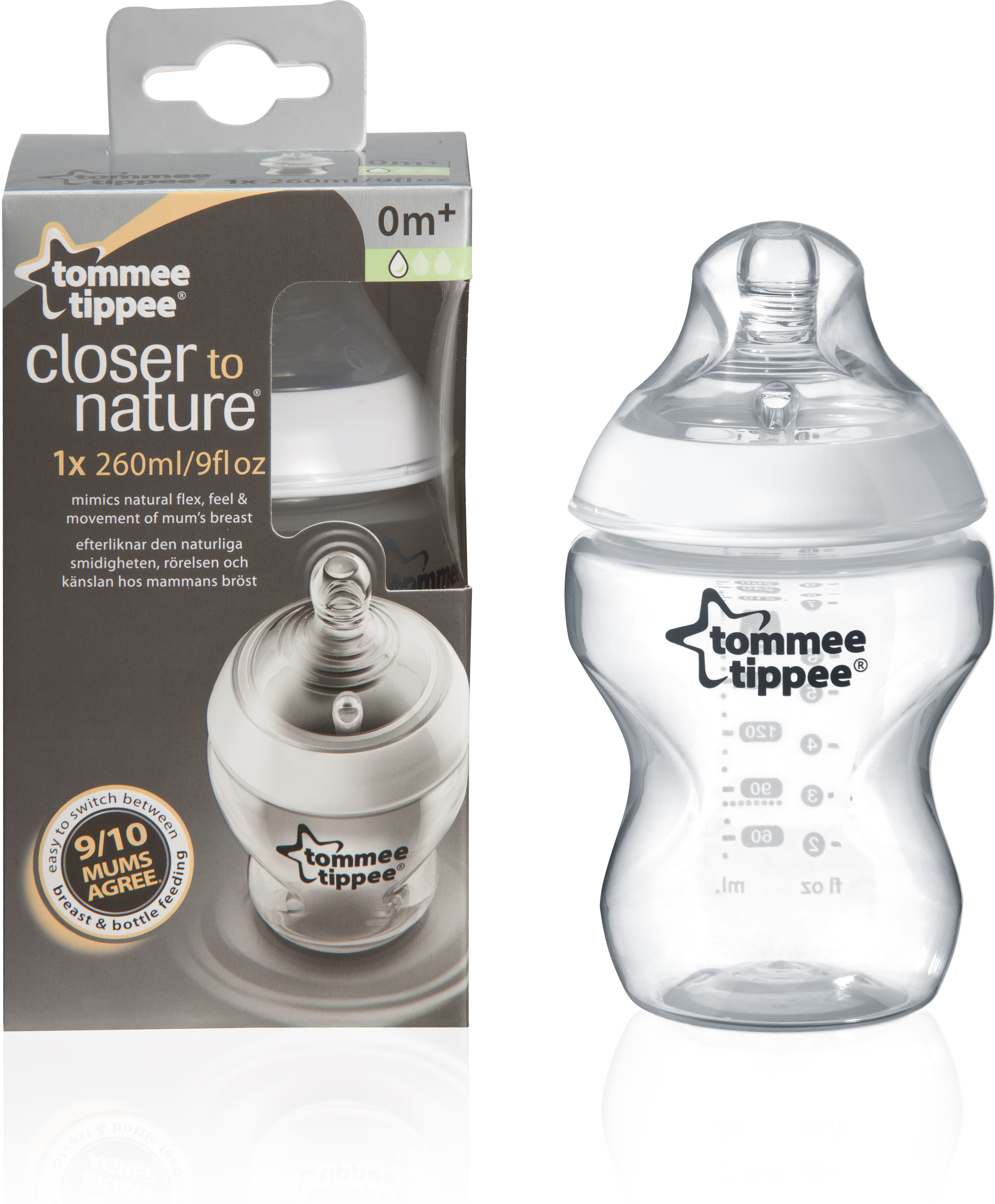 Tommee Tippee Closer To Nature nappflaska 0 mån+ 260 ml